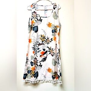 Emery Rose Floral Dress Women’s Size Large Sleeveless Multicolor Tassle Hem